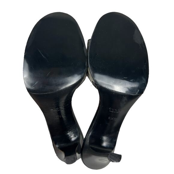 Gucci Tom Ford GG Gray Monogram Block Open Toe Heel 6.5 - Picture 6 of 8